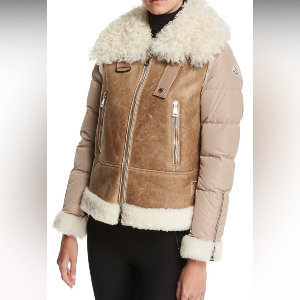 Moncler Kilia mixed media down shearling coat size XXS/00